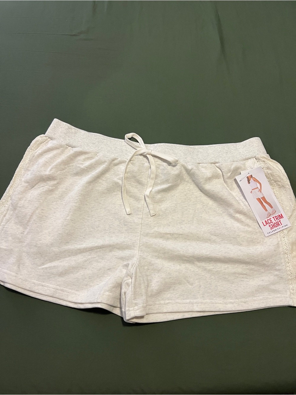 Celebrity Pink Lace Trim Lounge Shorts - Cream Size XXXL